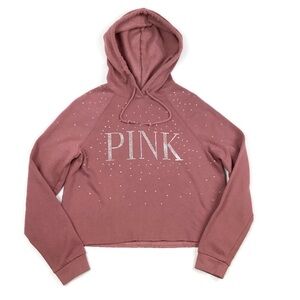 Victoria’s Secret PINK Crop Bling Hoodie Pullover Sweatshirt.